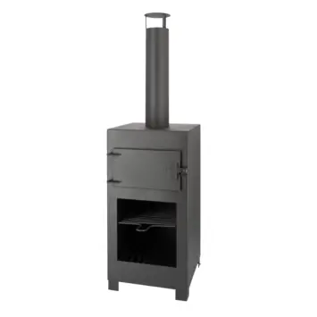Terraskachel met pizzaoven zwart 38,4 x 42 x 136 cm