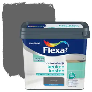 Flexa Mooi Makkelijk keukenkasten primer & lak 2 in 1 zijdeglans antraciet 750 ml