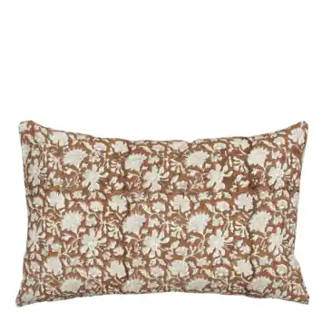Sierkussen bloemen donker bruin - l55xb35xh10cm