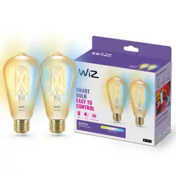 WiZ Connected LED edison E27 50W 2 stuks filament gold koel tot warmwit licht dimbaar