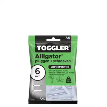 Toggler Alligatorplug 6mm met schroef 6 st.