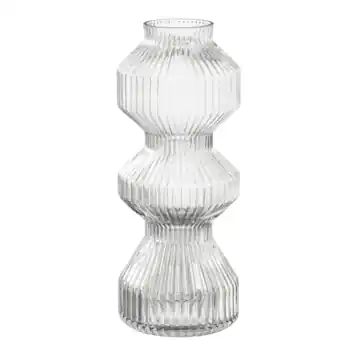 Vaas glas ribbed - h40xd16cm