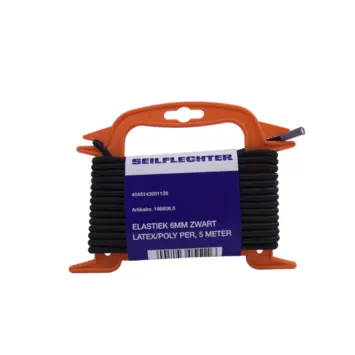 ELASTIEK LATEX/POLY 6MM ZWART 5MTR