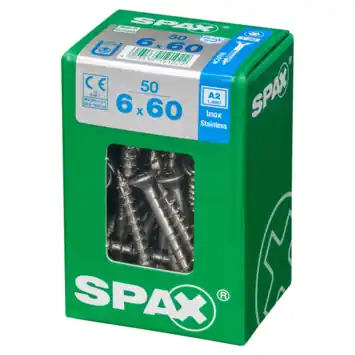 Spax universele schroef verzonken kop 6 x 60 mm rvs a2 50 stuks