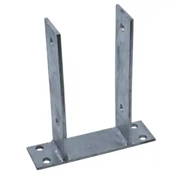 Waelbers paalhouder U-model op plaat 91x150 mm verzinkt