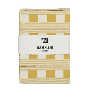 Tafelkleed block oker - l250xb140cm
