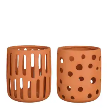 Windlicht terracotta - h22xø19 cm - per stuk