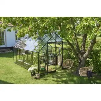 Tuinkas Halls Qube 812 zwart gecoat met 3mm veiligheidsglas
